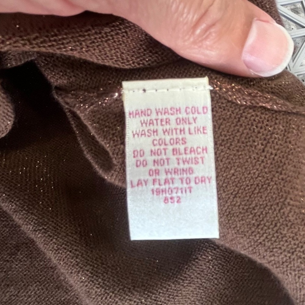 Y2K Derek Heart Plus Wrap Top Womens 1X Brown Metallic Empire Waist Bubble Slv - Picture 5 of 10